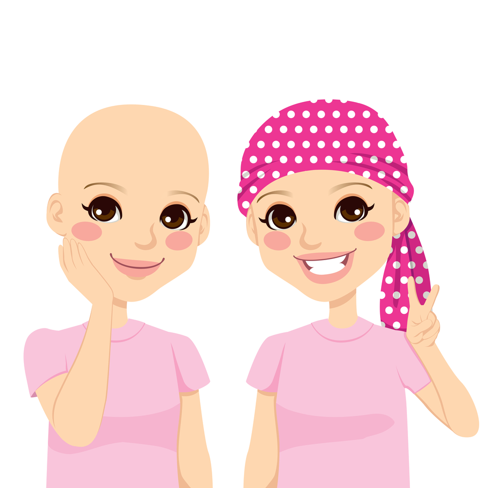 bald head and headscarf